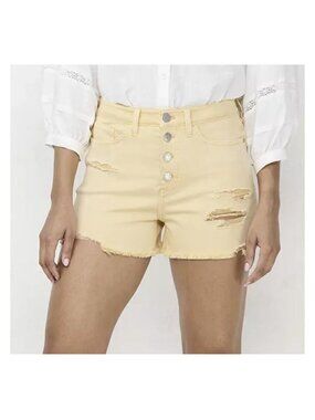 Women's LC Lauren Conrad High Rise Button Fly Cut-Off Shorts Size 16 raw hem
